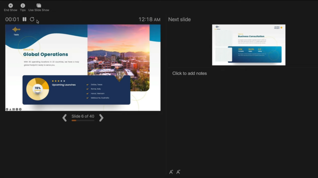 powerpoint presentation slideshow presenter view